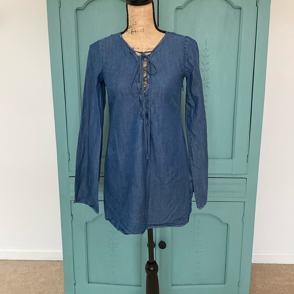 Zara Navy Denim Top. Small